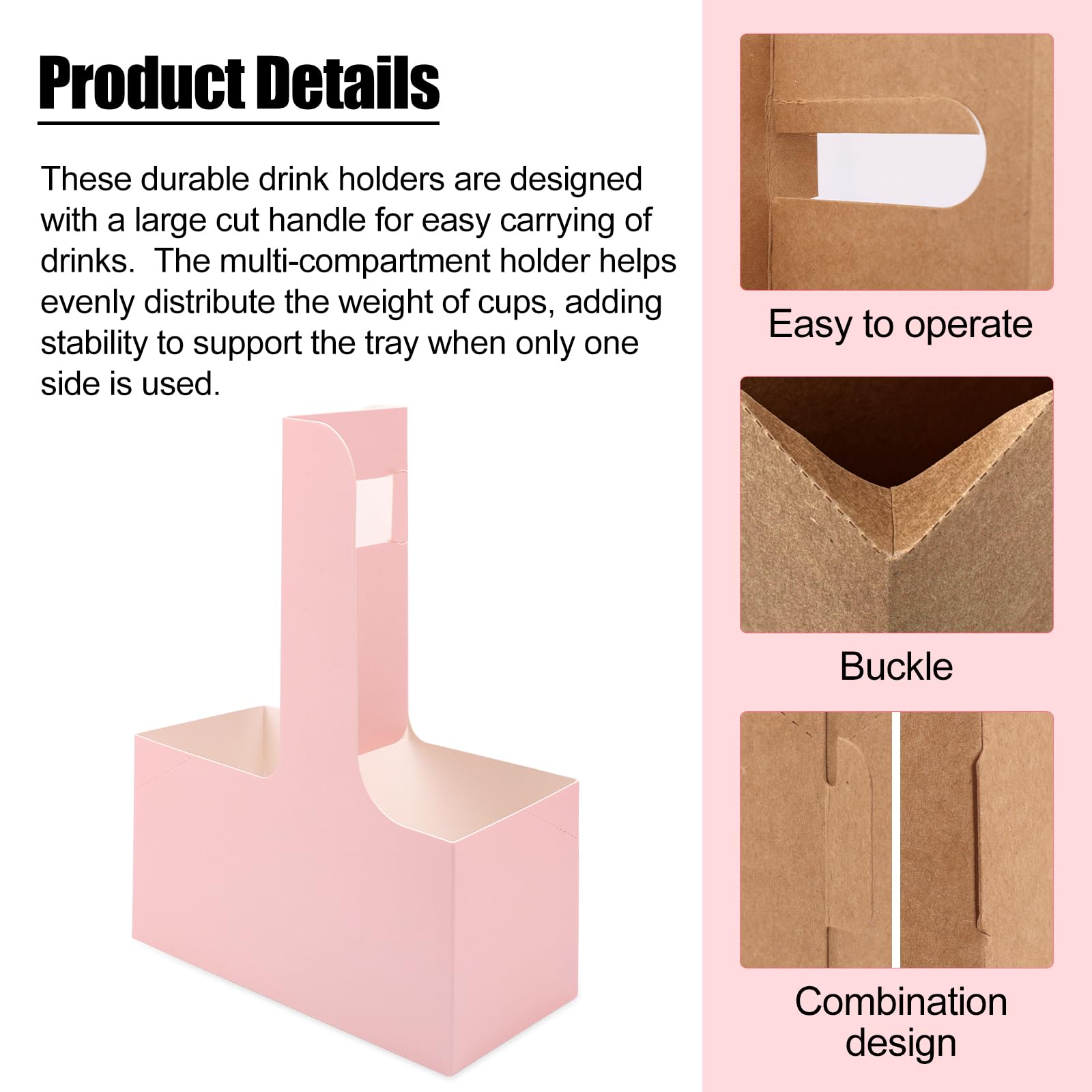 20pcs Porte-Boissons avec Poignées, Porte-Gobelets en Papier Kraft Porte-Gobelets pour Boissons Chaudes ou Froides Porte-Café pour Plats à Emporter Café et Restaurant Livraison de Nourriture
