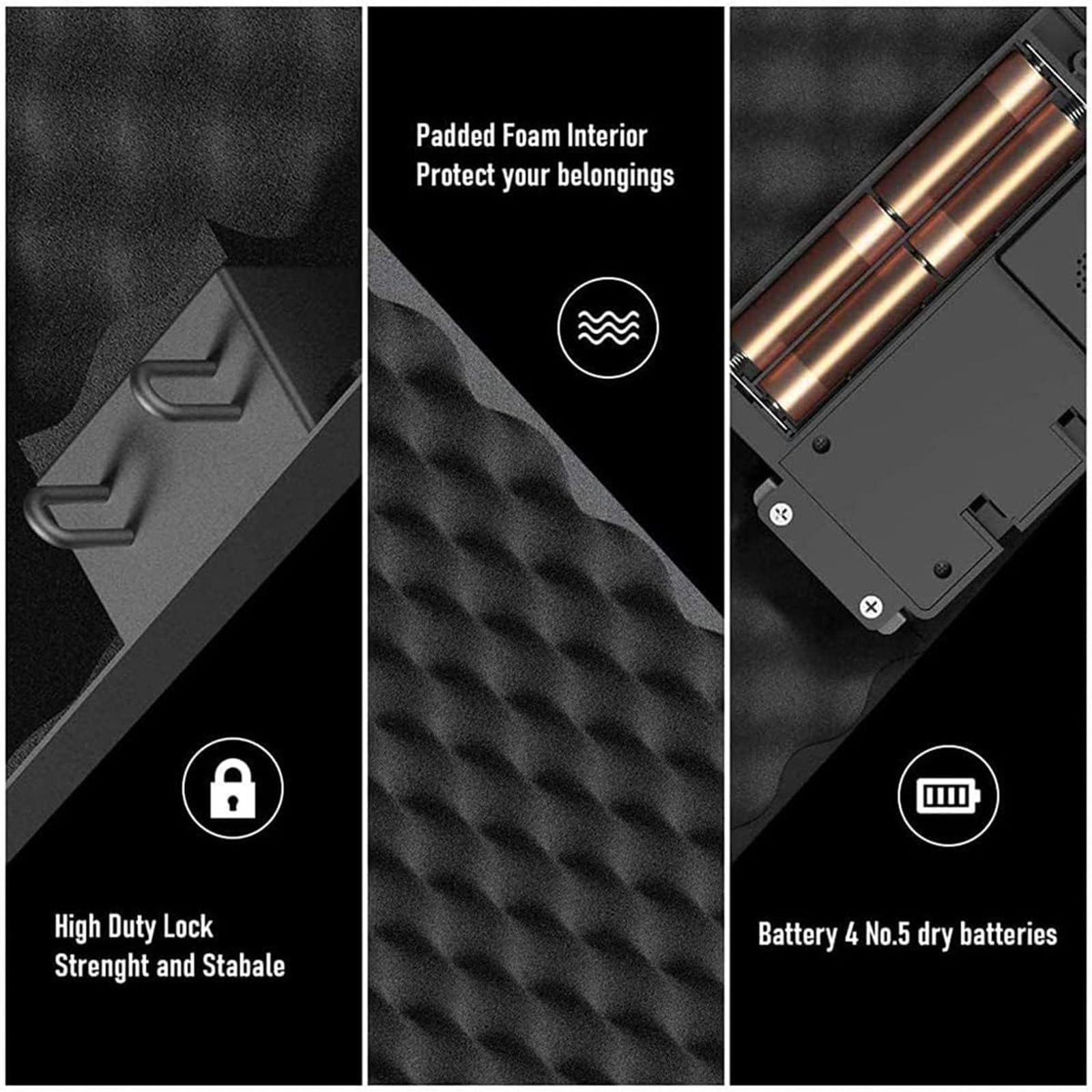 Coffre-Fort Portable pour Pistolets,Coffre-Fort pour Pistolets,étui pour Armes de Poing,avec Empreintes digitales, clé de Rechange, Verrouillage du Clavier, Noir, pour Table de Nuit, Chevet