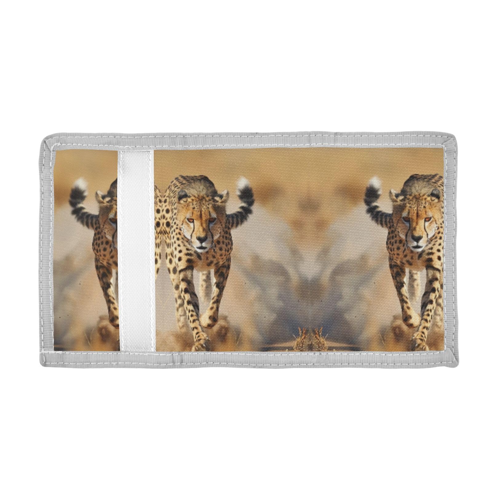 ALAZA Kids Wallets for Boys Girls Toddler Trifold Wallet Children Small Running Cheetah with Zipper Coin Pocket