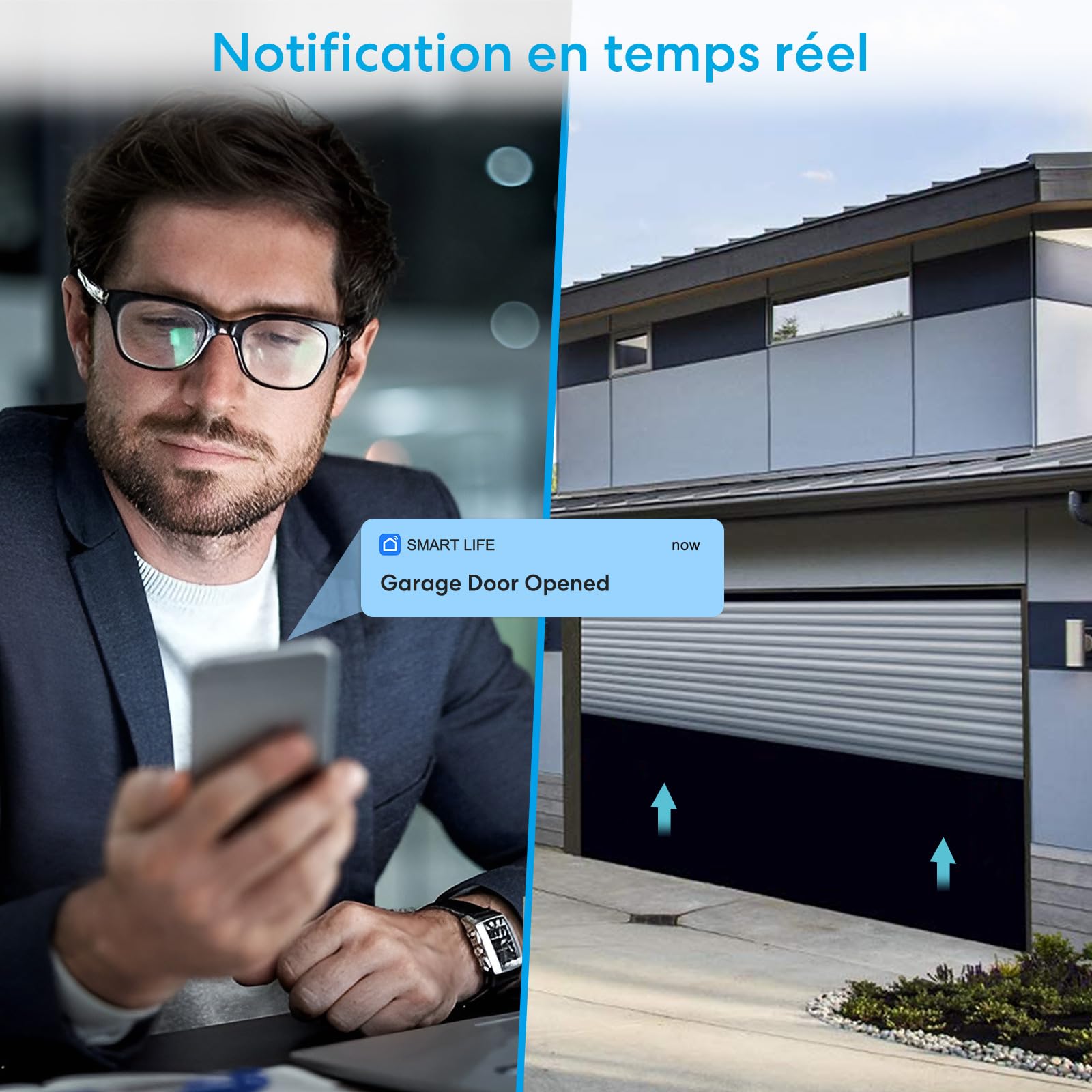 LoraTap Ouvre-Porte de Garage Connecté WiFi avec Télécommande RF, Interrupteur de Porte Intelligent, Compatible avec Alexa, Kits Smart Module Commutateur pour Portail Coulissant