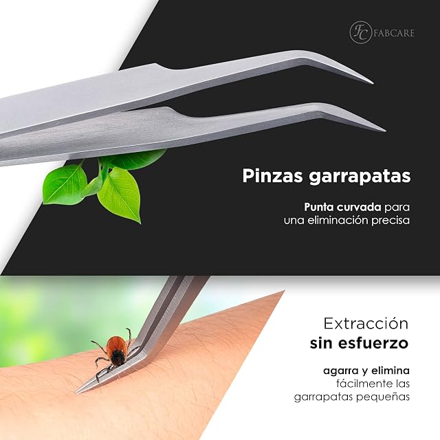 Foto 3 de 7 de FABCARE 2 en 1 Pinza y Gancho para Eliminar Garrapatas con Estuche, Guía Electrónica y Tarjeta…