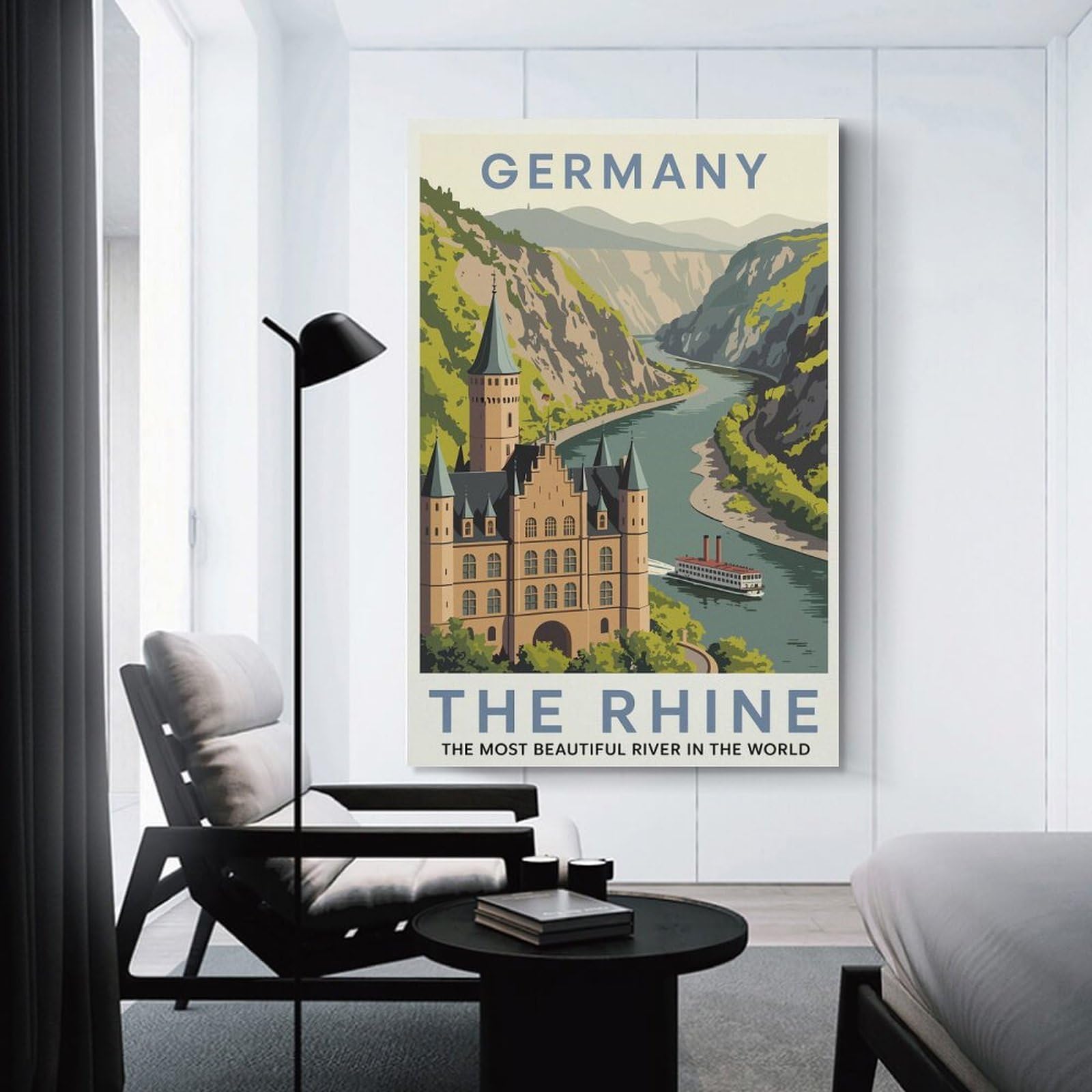 Junmoney Germany The Rhine Travel Room Decor Wall Art 12x18inch(30x45cm), for Corridors, Hallways Or Apartment Entries, Decorative Wall Art for Narrow Spaces