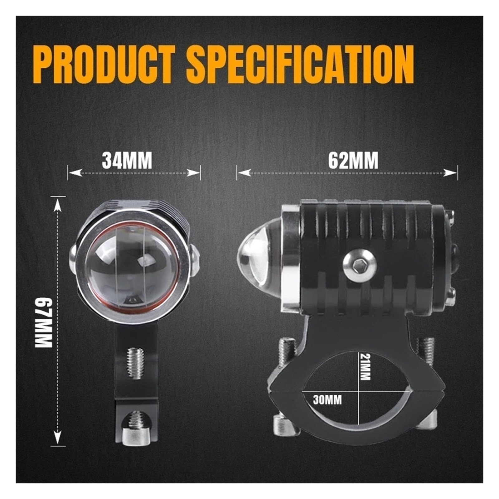 Lentille Projecteur Phare LED Universelle Motos Double Couleur Pour ATV Scooter Lampe Conduite Antibrouillard Auxiliaire 12V 24V Avec Spot Lumineux Moto Feux