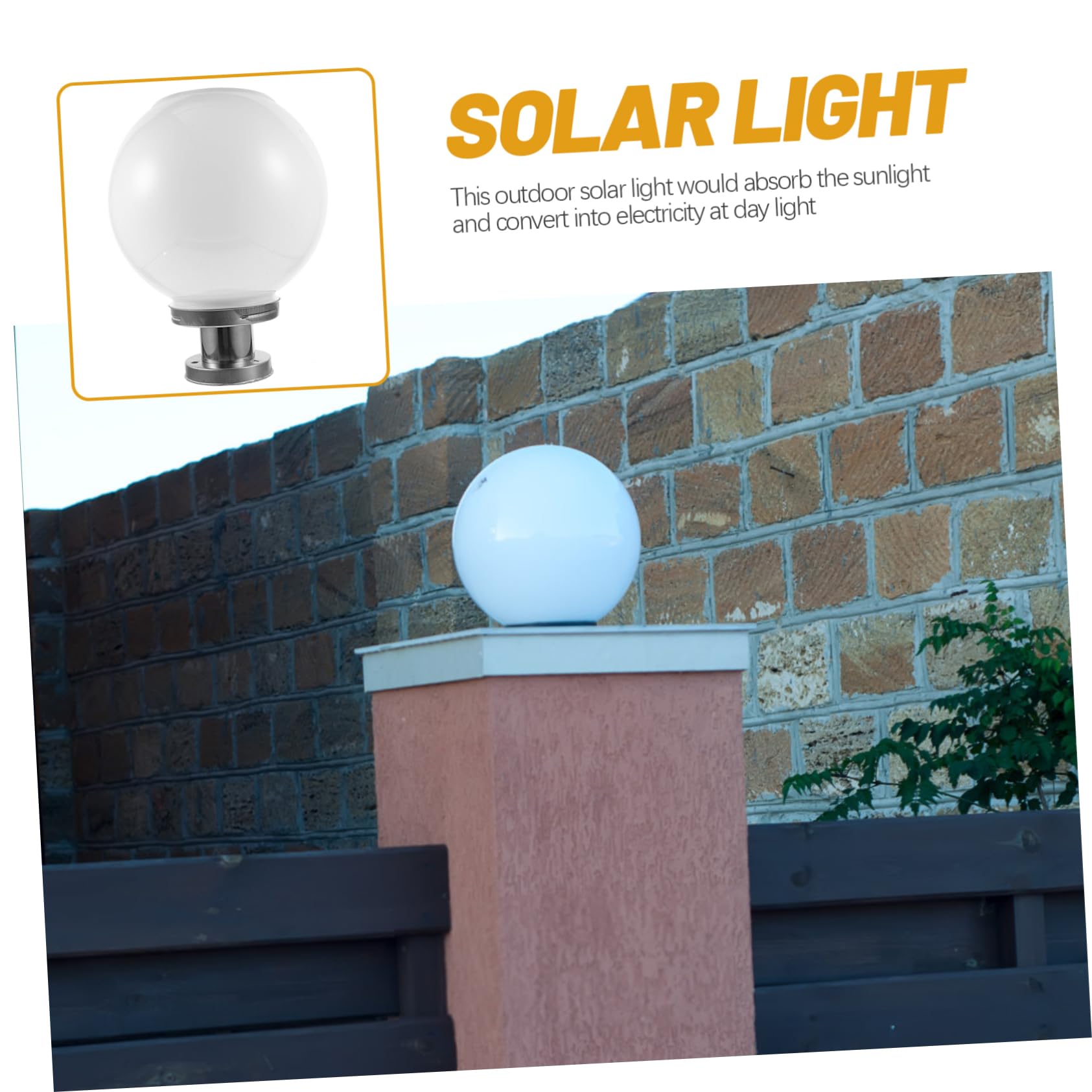 Hemobllo Lampada Solare da Esterno a Forma di Sfera in Plastica per Parete e Giardino, Luce da Cortile Bianco per Illuminazione Solare Outdoor