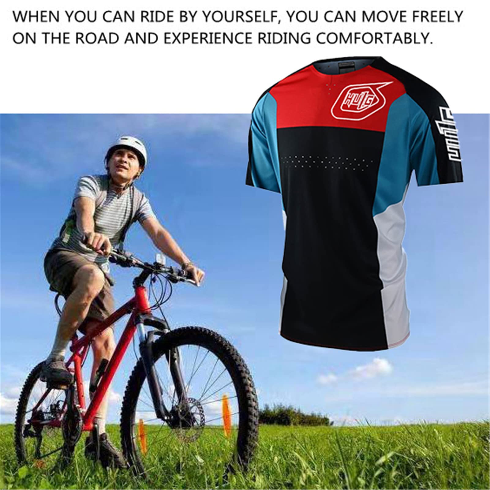 HULG Koszulka kolarska, męska koszulka rowerowa, koszulki rowerowe do oddychającej koszulki rowerowej, męska koszulka rowerowa z krótkim rękawem, koszulka rowerowa do MTB, rower szosowy, multisport,