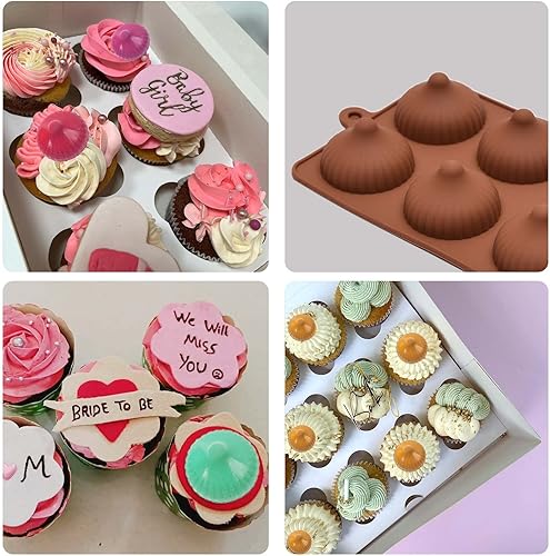 Miniatura 5 de Mousse - Moldes de silicona de caramelo, moldes de 6 cavidades para hornear cupcakes de chocolate, velas hechas a mano, gelatina, pudín