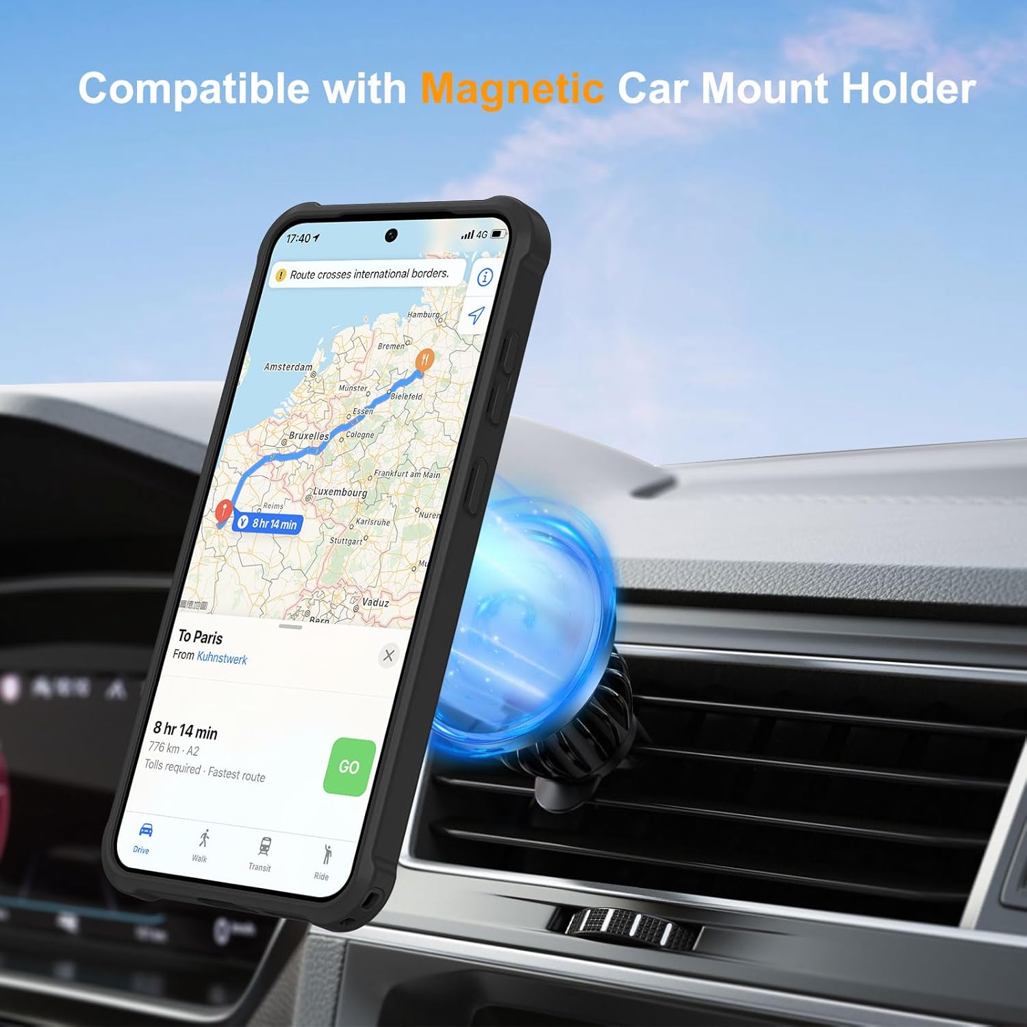 Compatible with Samsung Galaxy S24 Case & Samsung Galaxy S25 Case with Invisible Magnetic Ring Stand [Compatible with Magnetic] [Military Drop Protection] Shockproof 6.2 Inch, Black