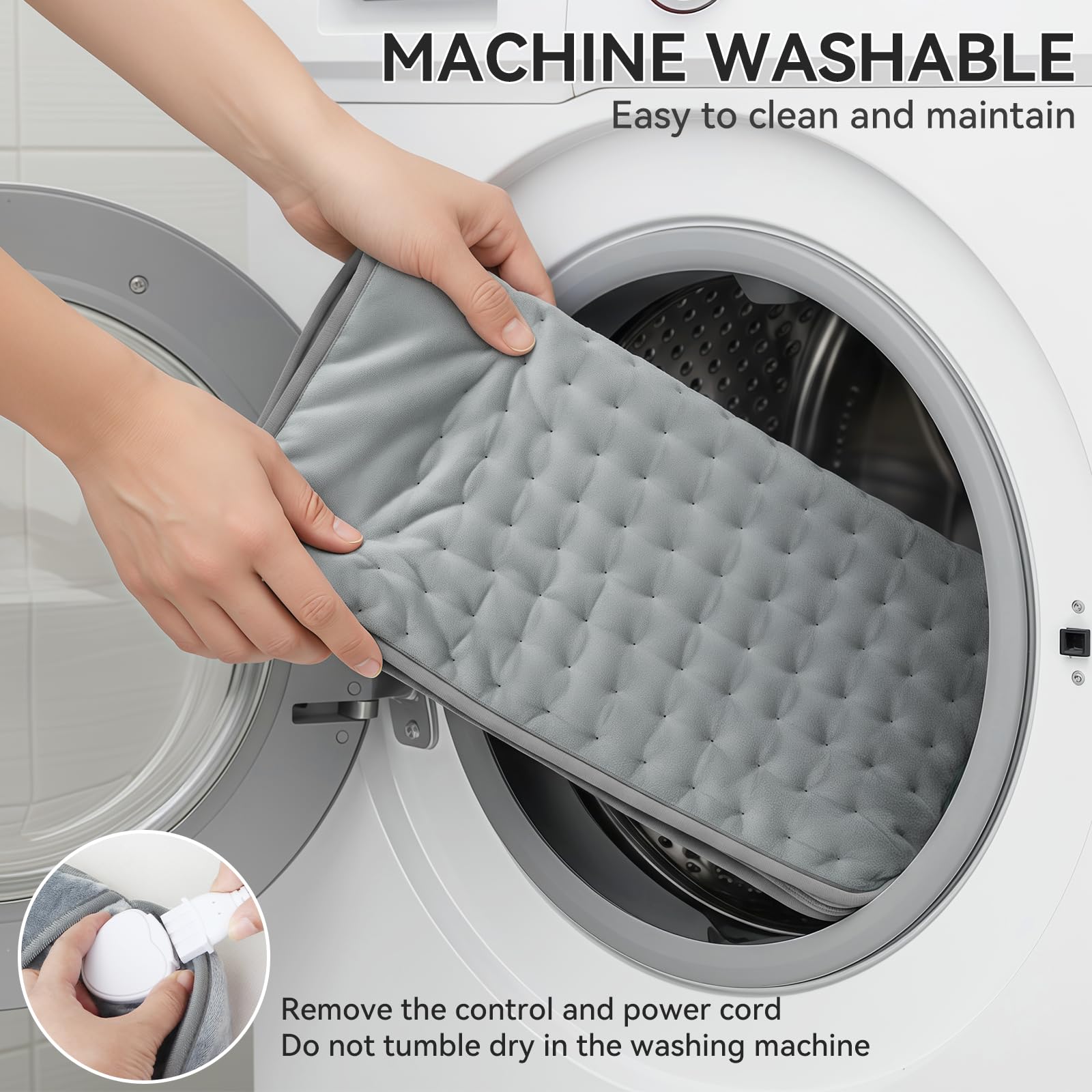 Qoosea Scaldapiedi Elettrico con Cerniera - 6 Livelli Temperatura, 4 Timer, Sicurezza - Lavabile in Lavatrice per Casa, Ufficio, Piedi Freddi e Artrite