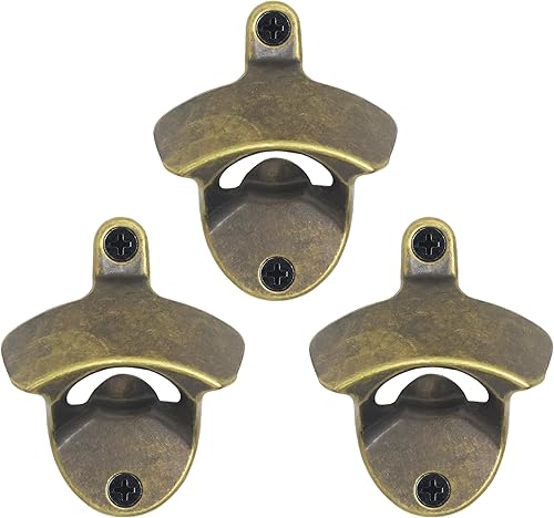 Miniatura 19 de Abridor de cerveza de montaje en pared, bronce antiguo, vintage, acero inoxidable, abrebotellas, montaje de regalo para poste Bronce antiguo,Cobre