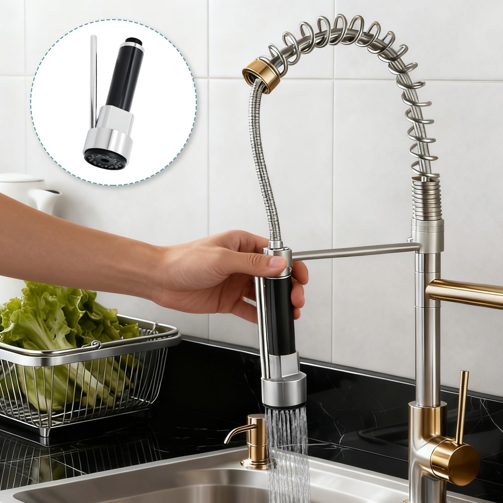 Grifo Cocina - Cabezal de Rociador para Grifo, Alcachofa de Ducha, Recambio de Pulverización ABS, Boquilla de Grifo para Cocina y Baño