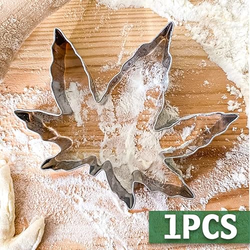 Miniatura 4 de Cortador de galletas de hojas de marihuana de acero inoxidable de 4 pulgadas, molde para tartas de brotes de hojas para manualidades, pastelería,
