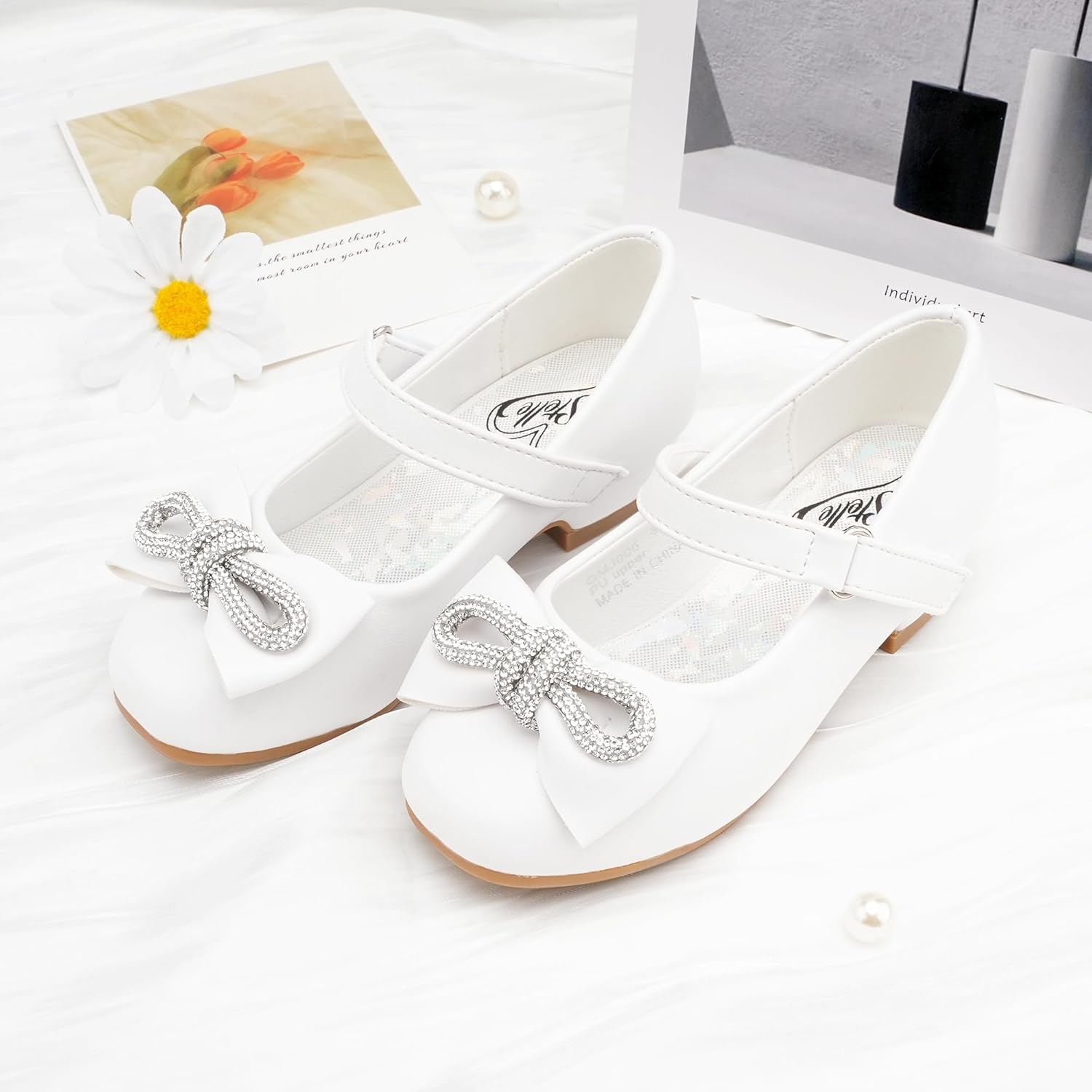 Stelle Girls Dress Shoes Flower Girls Wedding Party Low Heels with Bow for Toddler and Kids - Image 7