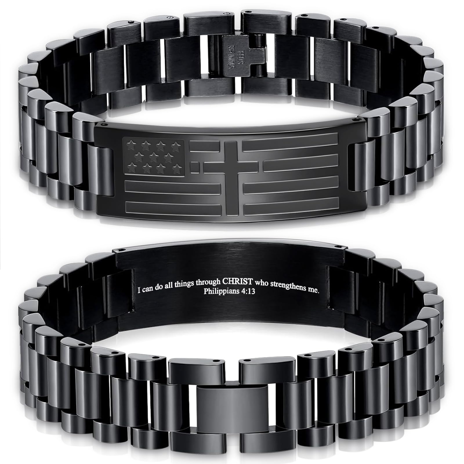 Dad Gifts for 𝐅𝐚𝐭𝐡𝐞𝐫𝐬 𝐃𝐚𝐲 Gifts,𝐅𝐚𝐭𝐡𝐞𝐫𝐬 𝐃𝐚𝐲 Bracelets for Men American Flag Cross Bible Verse Bracelet Christmas Birthday Christian Gifts for Dad Daddy New Dad,Adjustable Size