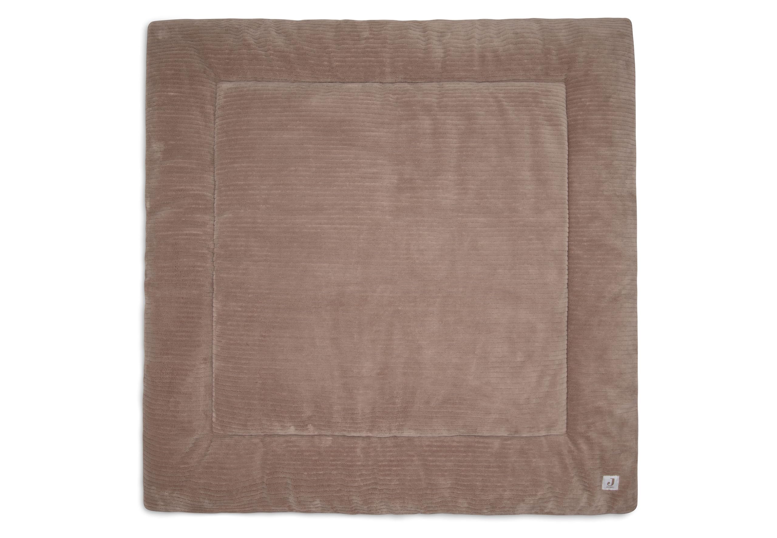 Jollein Koc do raczkowania dla niemowląt, Cloudy Rib, mleczna kawa, wkładka do kojca, 100 x 100 cm, certyfikat Öko-Tex, koc do zabawy dla niemowląt