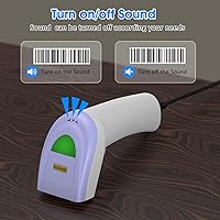 Vista 5 de Symcode Escáner de código de barras USB 1D, lector de código de barras láser CCD con cable de mano compatible con escaneo de pantalla escáner