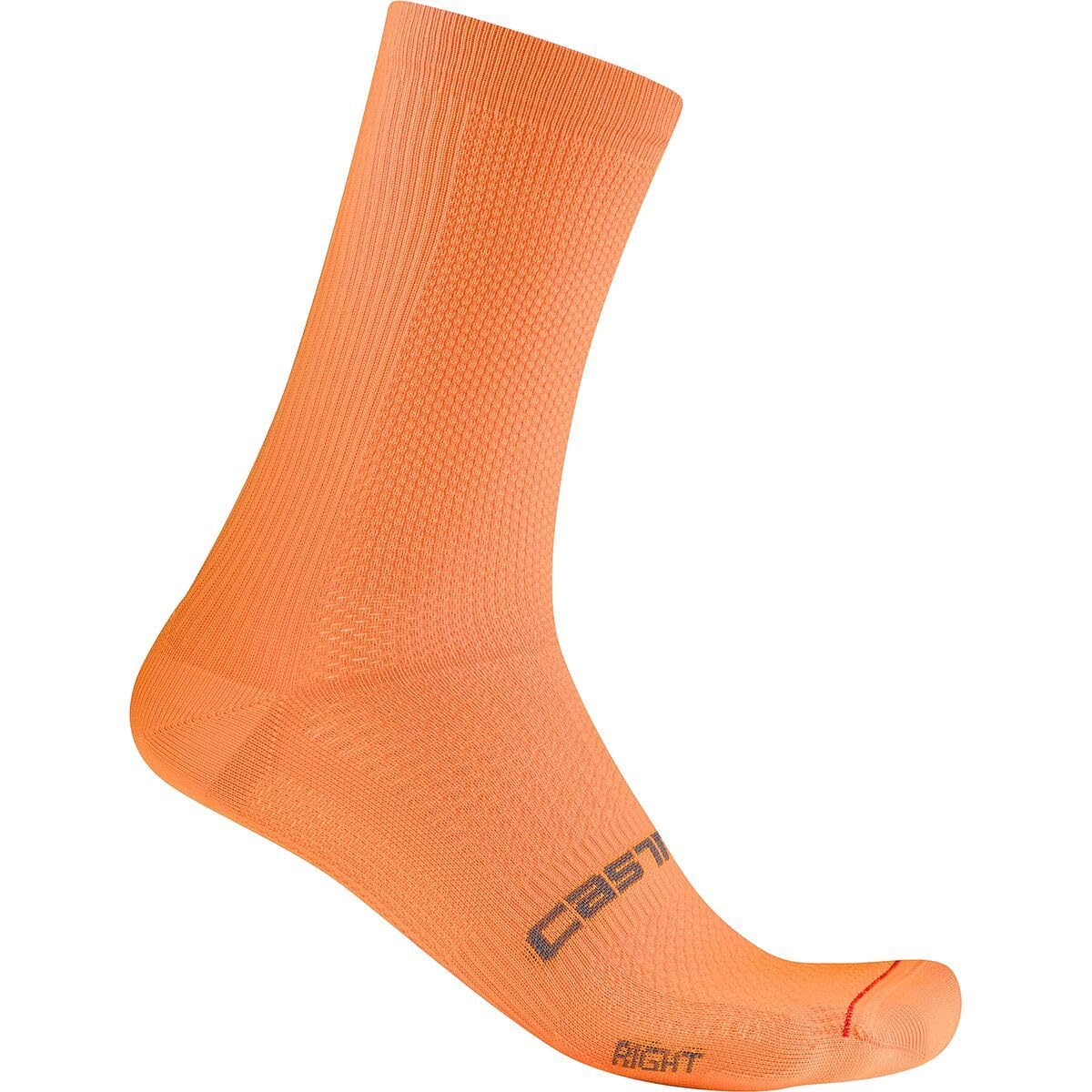 CASTELLI Men’s Espresso 18 Sock, Moisture Wicking Performance Cycling Apparel Sock for Road & Gravel Biking, Vivid Orange, Large