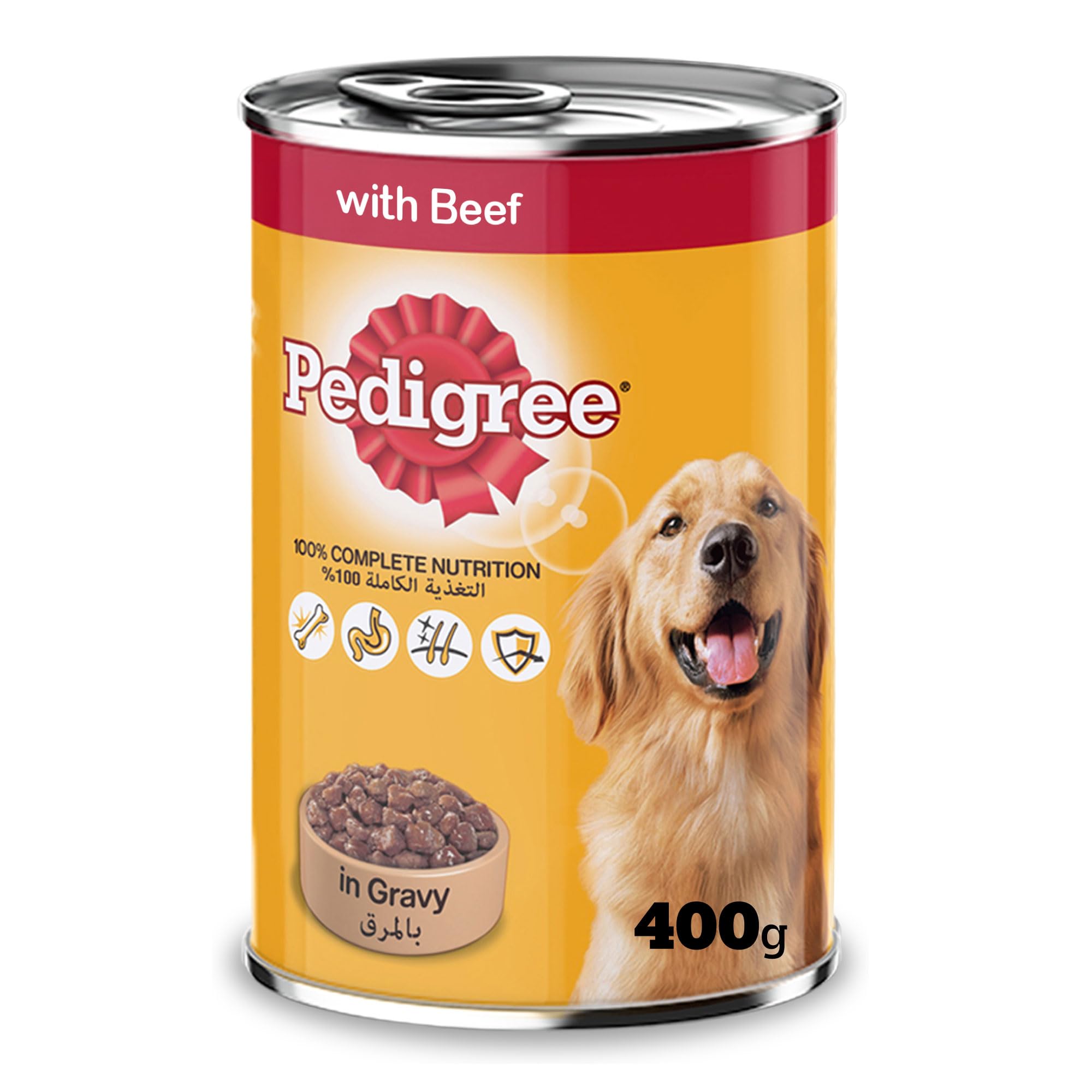 Pedigree Dog Food, Beef in Gravy Flavour Dog Food Wet, 400g, Complete & Balanced Dog Wet Food For Adult Dogs
