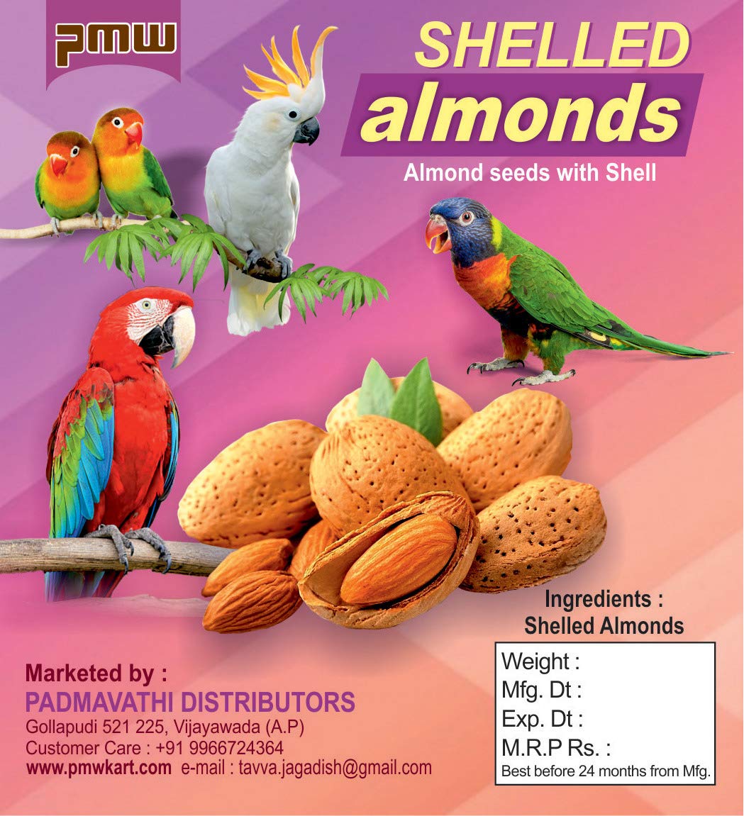 Pmw- Almond Seeds with Shell for African Gray, Macaw,Cockatoo, Parrot, and Other Big Birds - 500 Grams (B07X6RN4BN) Amazon Price History, Amazon Price Tracker