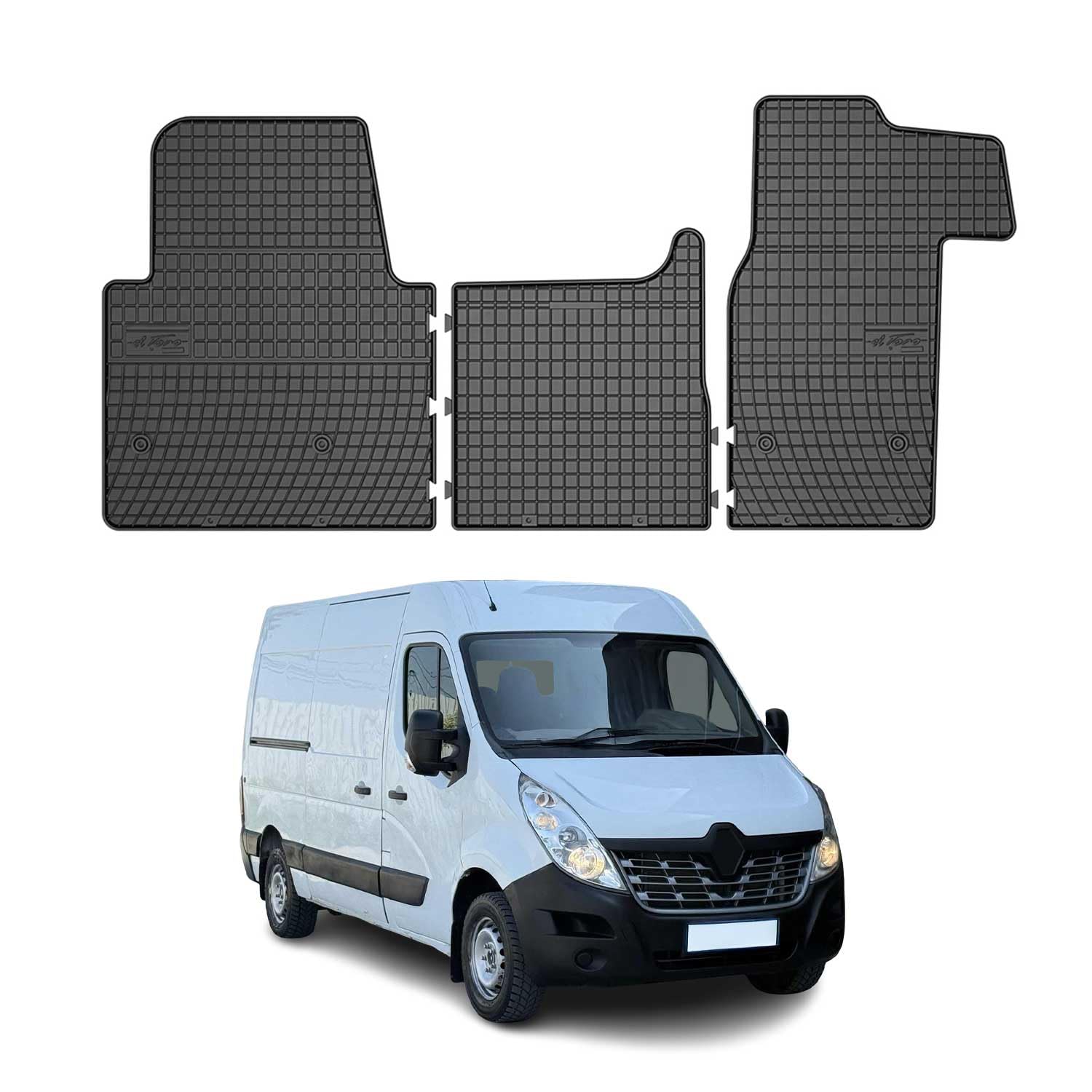 OMAC Alfombrillas de Goma Compatibles con Renault Master 2010-2024 Alfombrillas de Coche Goma Negro 3tlg