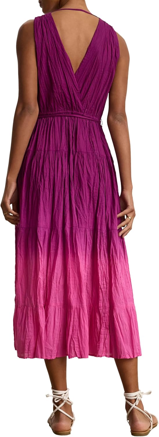 VELVET BY GRAHAM & SPENCER Women's Marilyn Dip Dye Crinkle Voile Dress, Fuchsia, Small - Image 3