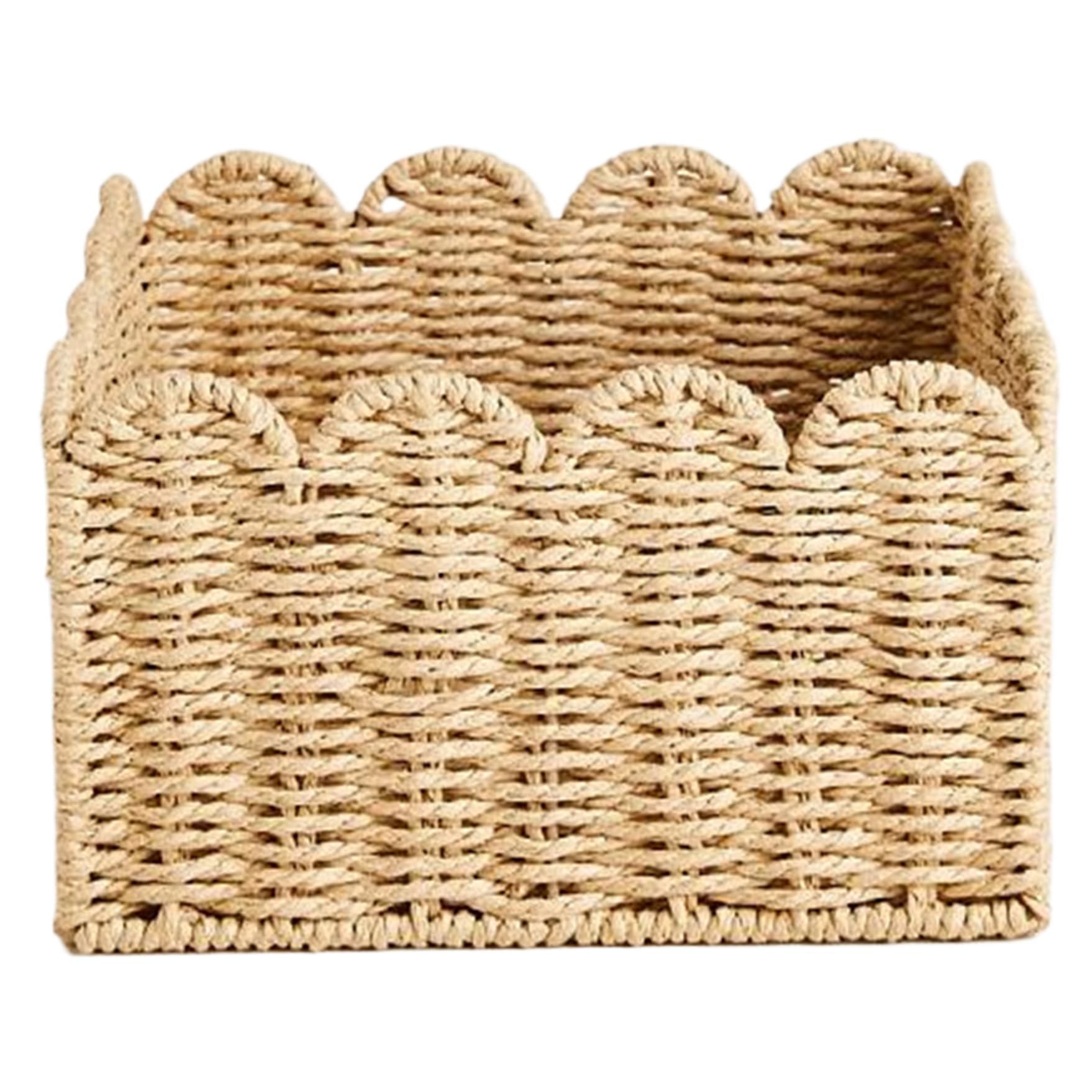 Cesta de ratán rectangular pequeña para almacenamiento de cocina y baño