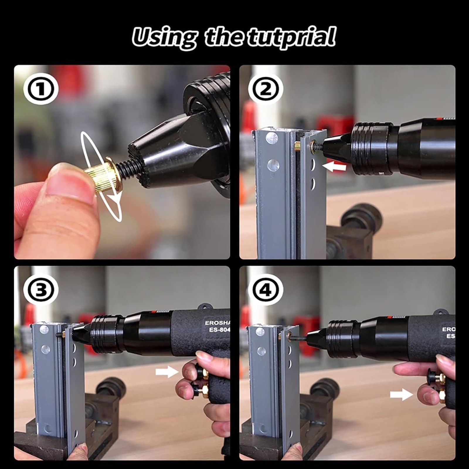 Pistola remachadora neumática, pistola remachadora neumática industrial con diseño de avance y retroceso y velocidad ajustable, tuercas de tracción M3 - M12 para electromecánica