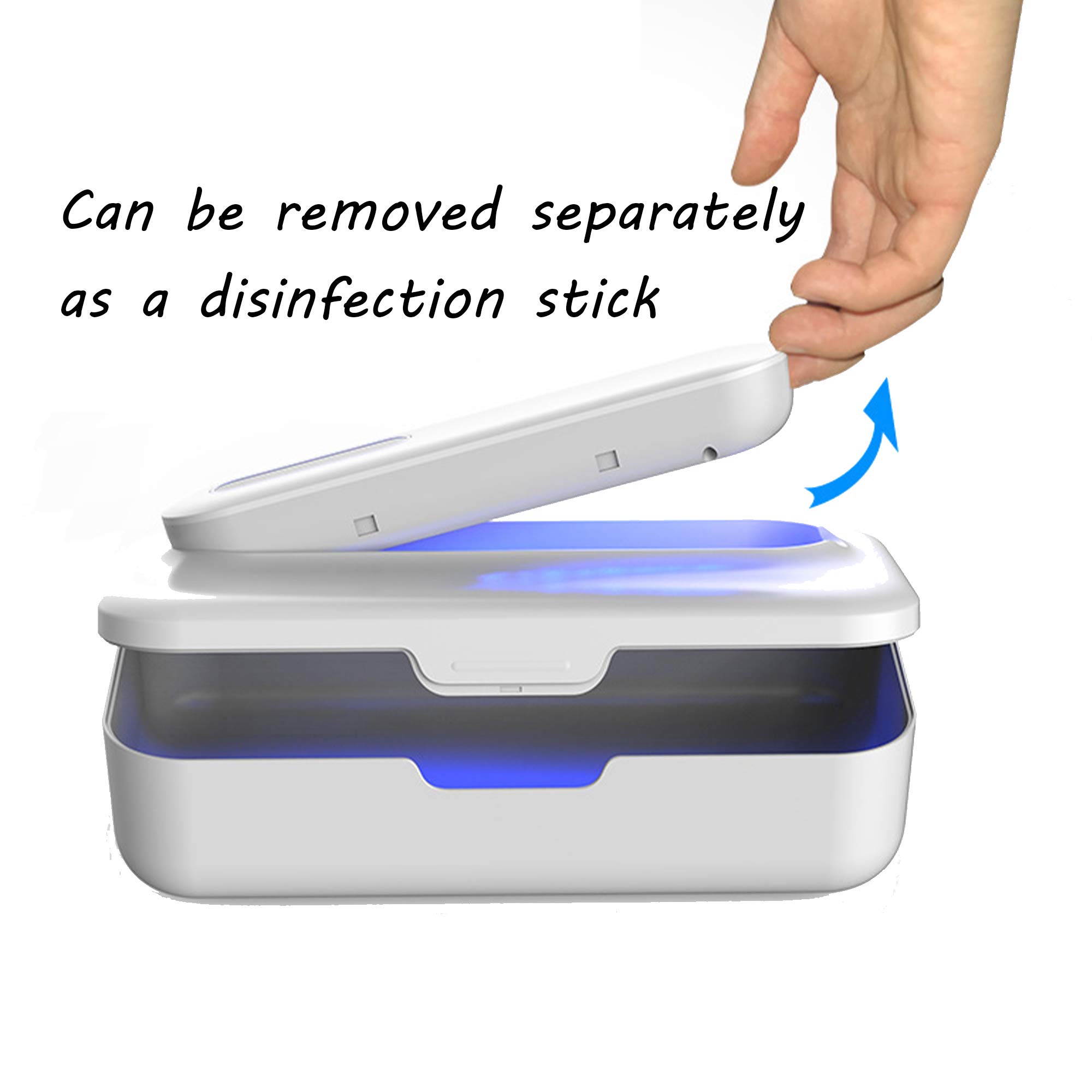 Scatola Disinfettante Luce UV Portatile Sterilizzazione con Ozono Ultravioletti Bacchetta Disinfettante UV Rimovibile, per Cellulare, Strumento Pulizia Cosmetica,Bianca