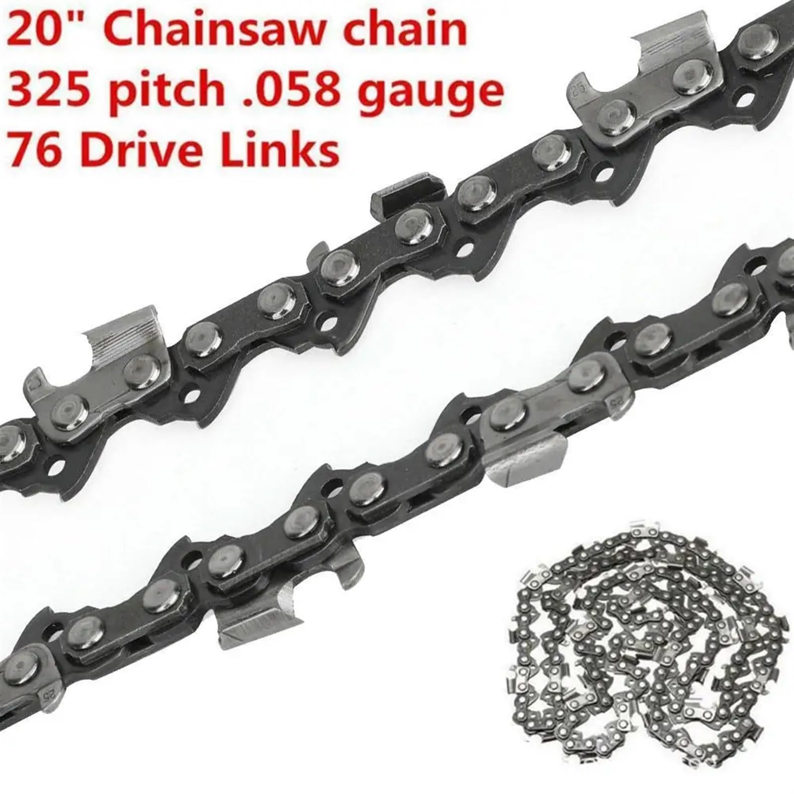 Cadena de Motosierra de 16 Pulgadas, Cadena de Motosierra, Cadena 20 Pulgadas, Paso 325, Calibre 0,058, reemplazo Plata 76 DL