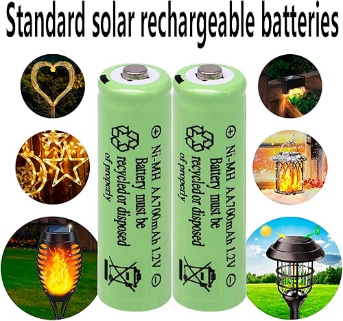 Miniatura 3 de Baterías AA recargables NiMH de 1.2 V 700 mAh, paquete de 12 baterías recargables dobles A para luces solares, tira de luces de camino, ratón,
