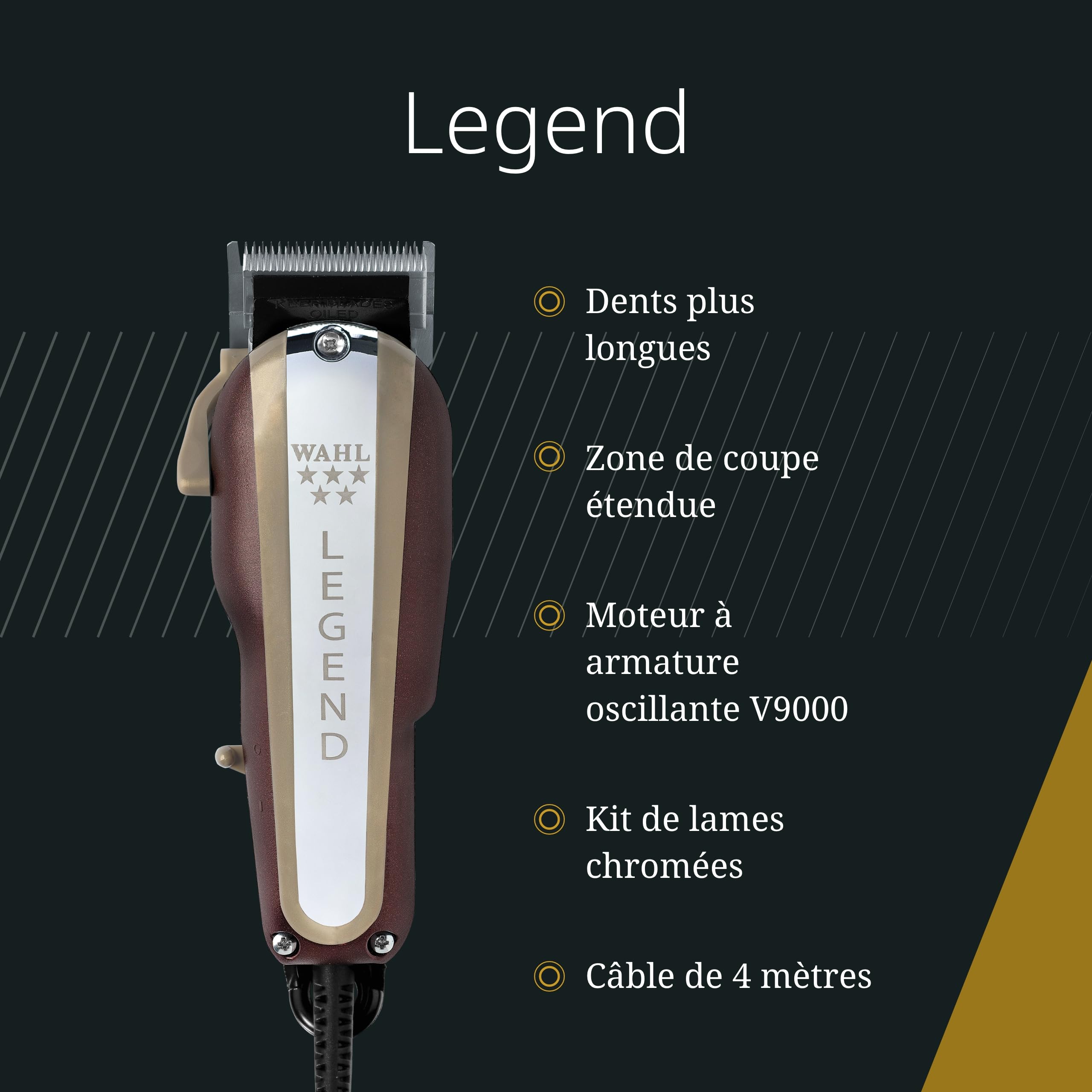 Wahl Legend Hair Clipper Tondeuse professionnelle à longue portée pour fading