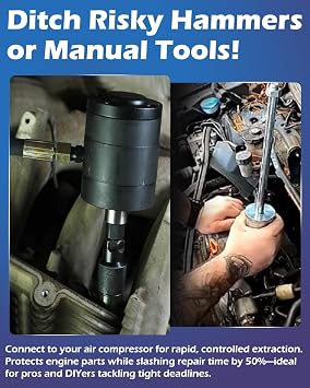 Pneumatic Injector Puller Set Compatible with Diesel Engines Air Vibration | Pneumatic; Fit 99% Of Diesel Injectors; For American & Euro Rides
