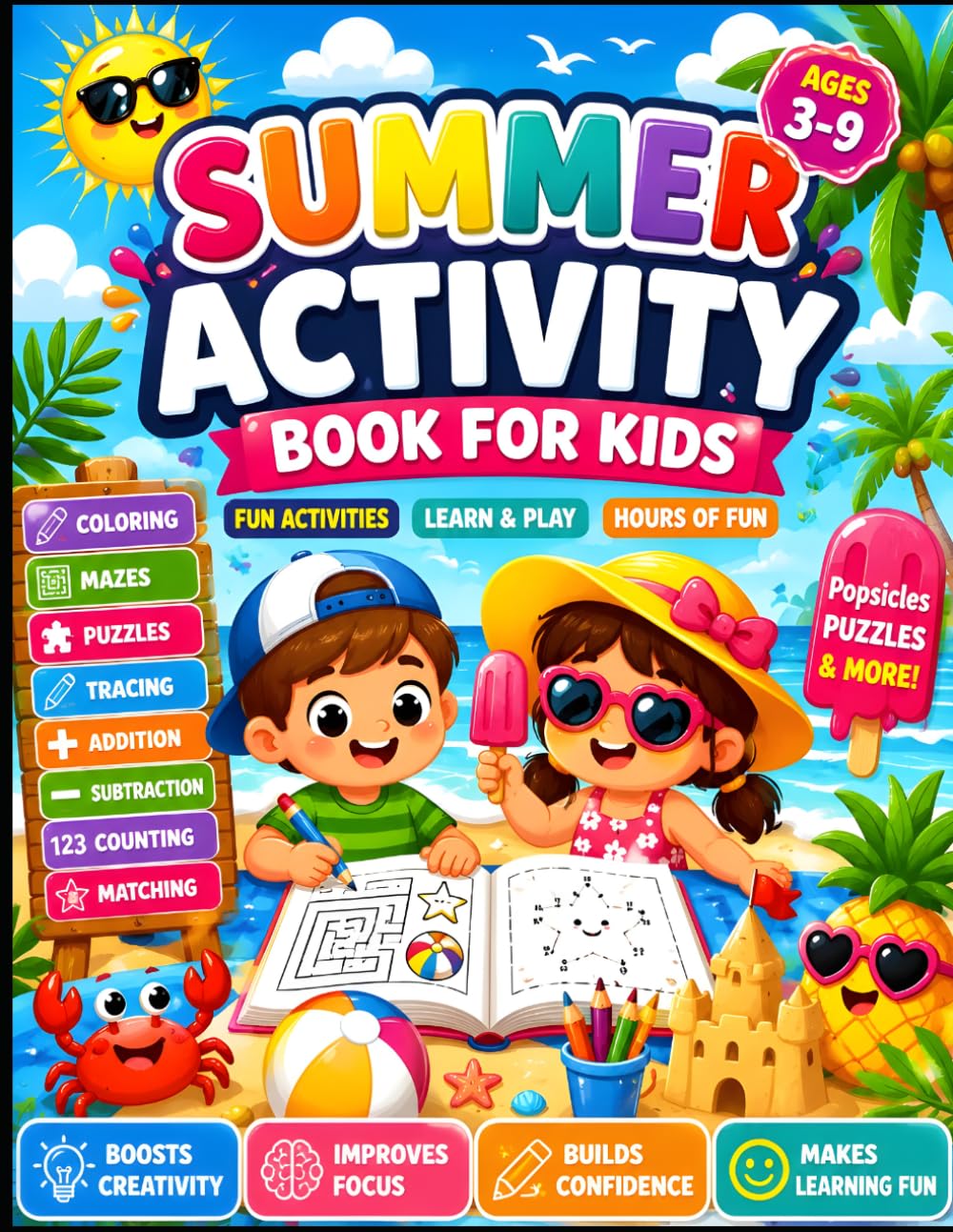 Summer Fun Activity Book for Kids Ages 3–9