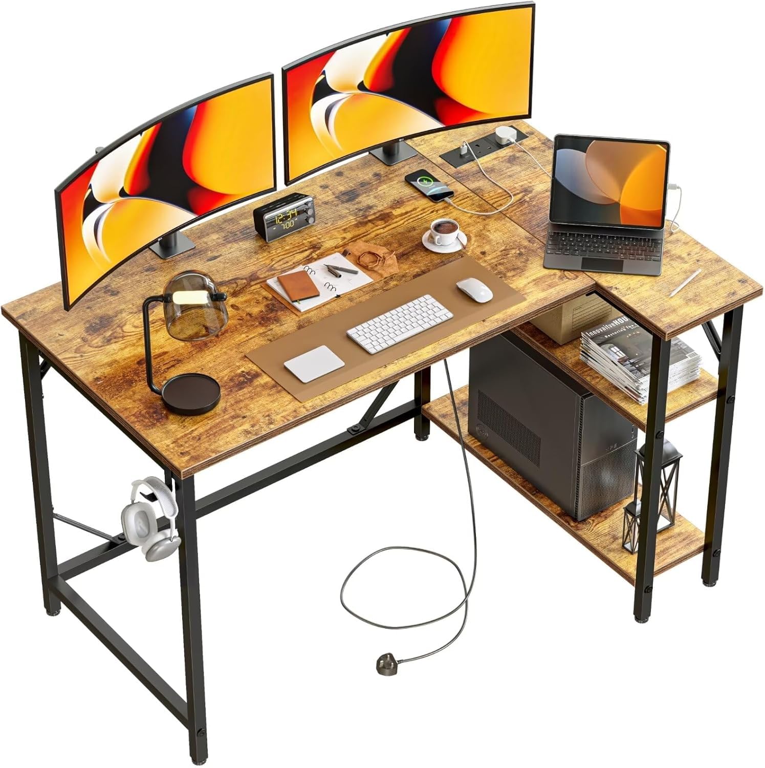 Table d'ordinateur d'angle pour bureau à domicile et sessions gaming