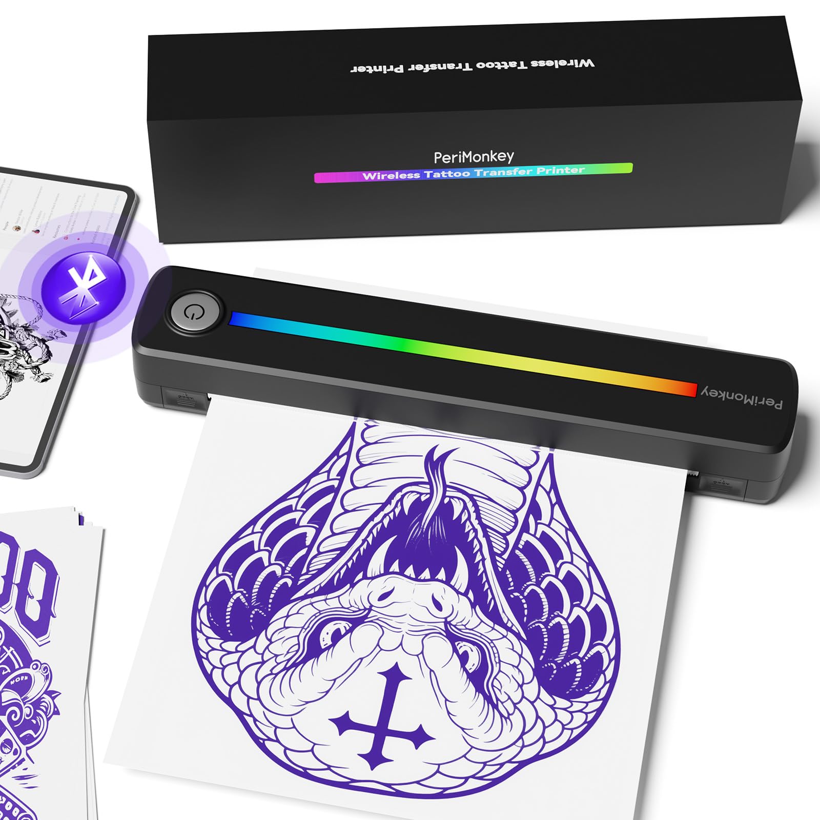 P91s Tattoo Stencil Printer, Tattoo Machine with Stencil Paper, Wireless Thermal Printer Design with AI App for Artists-image-21