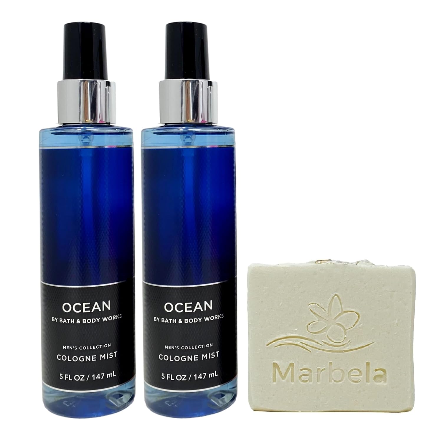 Bath & Body Works Men's Collection Ocean 2 Pack Cologne Mist Bundle with a Natural Oats Bar Soap - Full Size