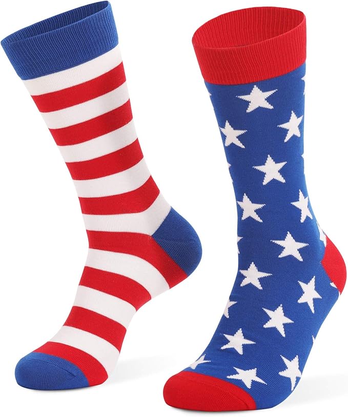 American Flag Socks,2Pairs Patriotic USA Socks,Novelty Crew Socks for Men or Women Funny Wedding
