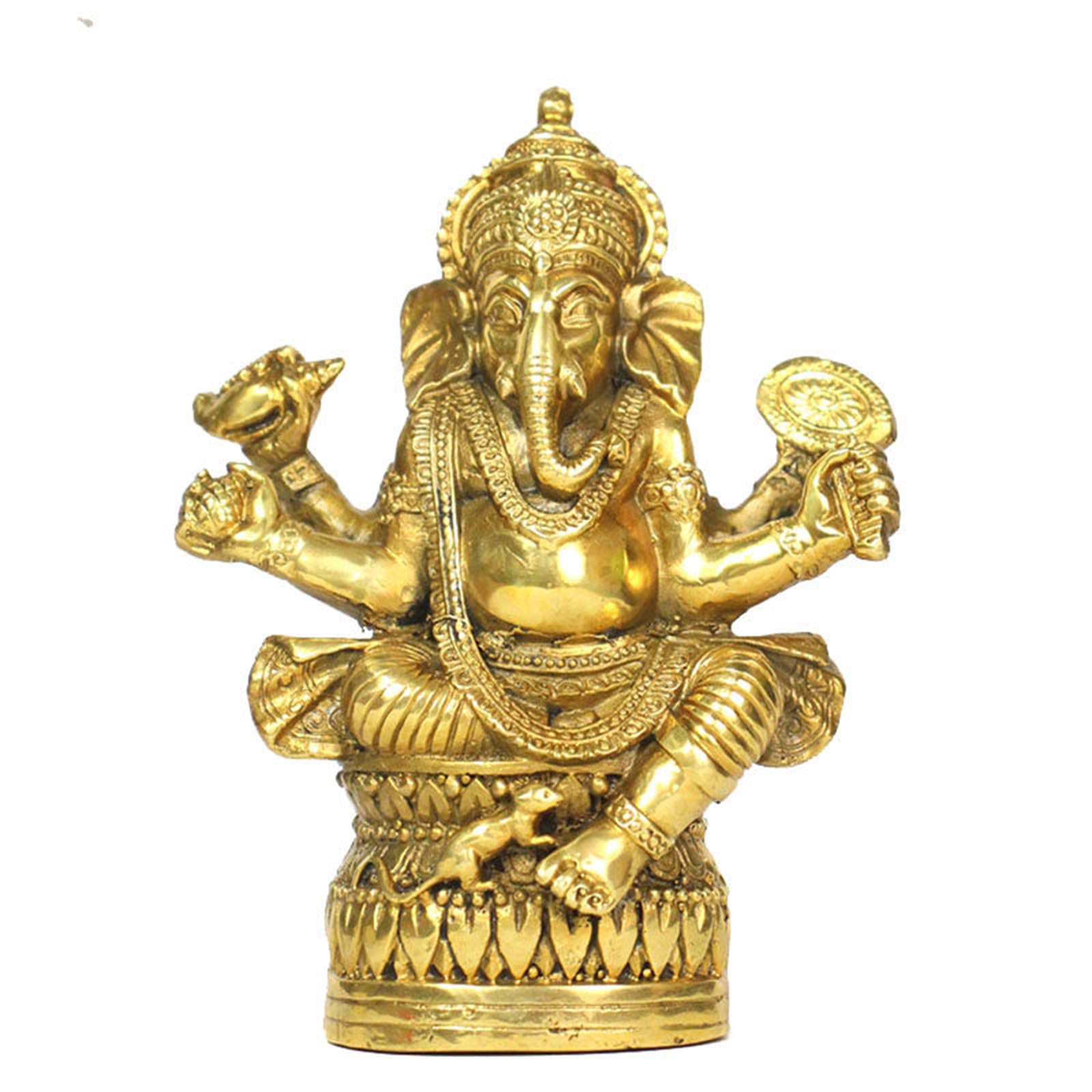 YXCQHZM Brass Ganesha Idol Statue Indian Diwali Gifts Small Ganesh for Car Dashboard Decor