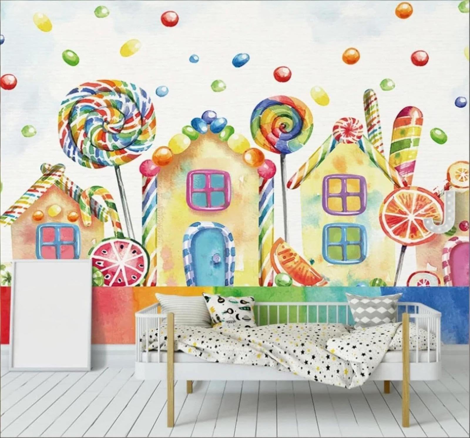 XLMING Hand Drawn Cartoon Sweets Houses Lollipops 3D Wallpaper Luxury Silk Study Dining Feature Sofa Grey Bedroom Living Room Tv Decorative Wall-430cm×300cm