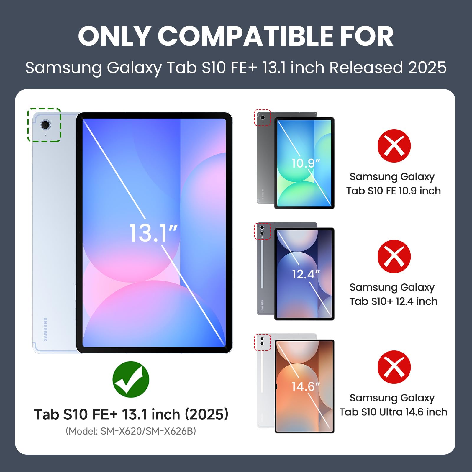 ZtotopCases Custodia per Samsung Galaxy Tab S10 FE Plus 13.1 Pollici (SM-X620/SM-X626B) - Cover Protettiva in Pelle Premium con Supporto Regolabile, Porta Penna & Sveglia/Riposo Automatico, Nero Denim