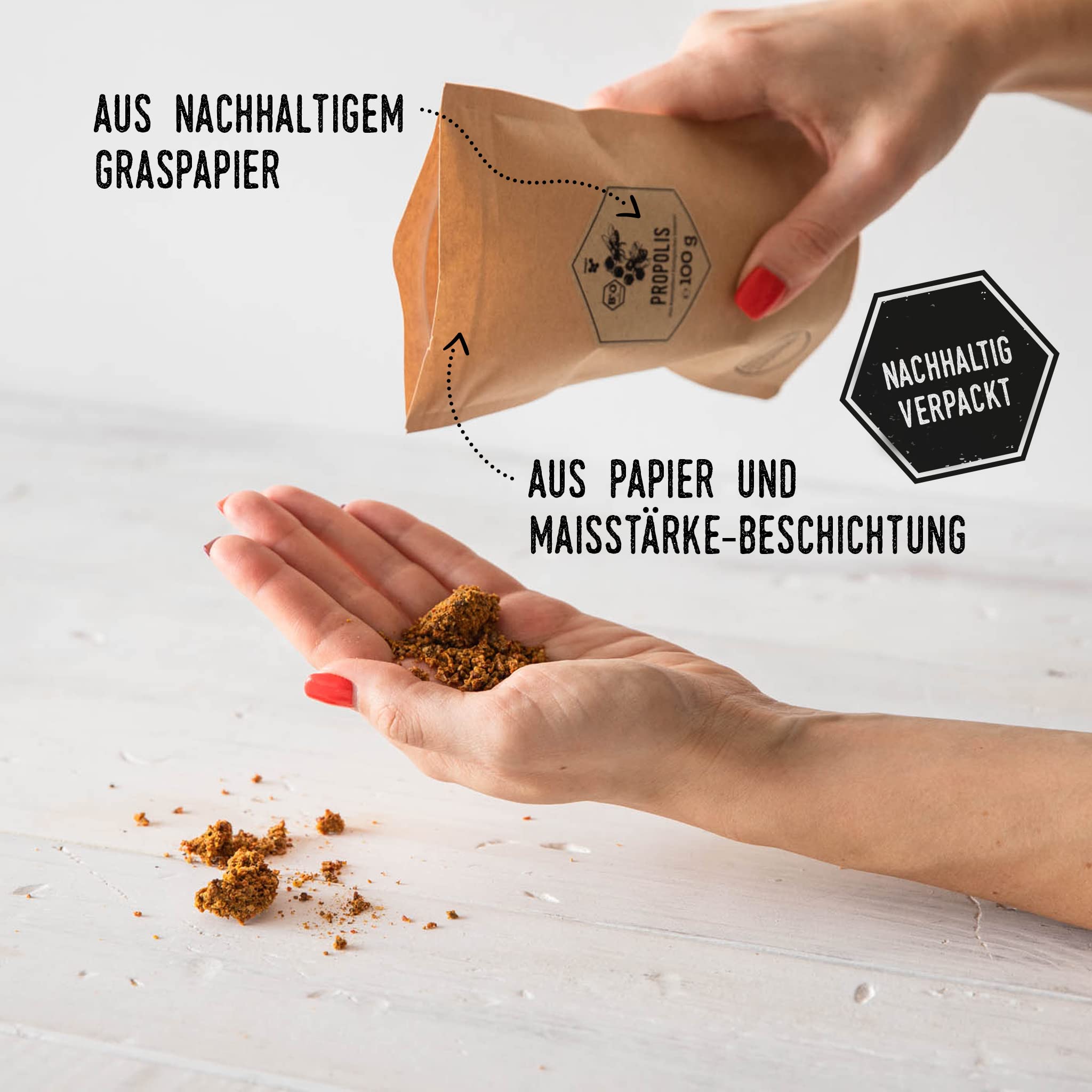 beegut BIO Propolis roh, natürliches, frisch geerntetes & reines Bienenharz, 100g zur eigenen Weiterverarbeitung, 100% aus BIO Imkerei