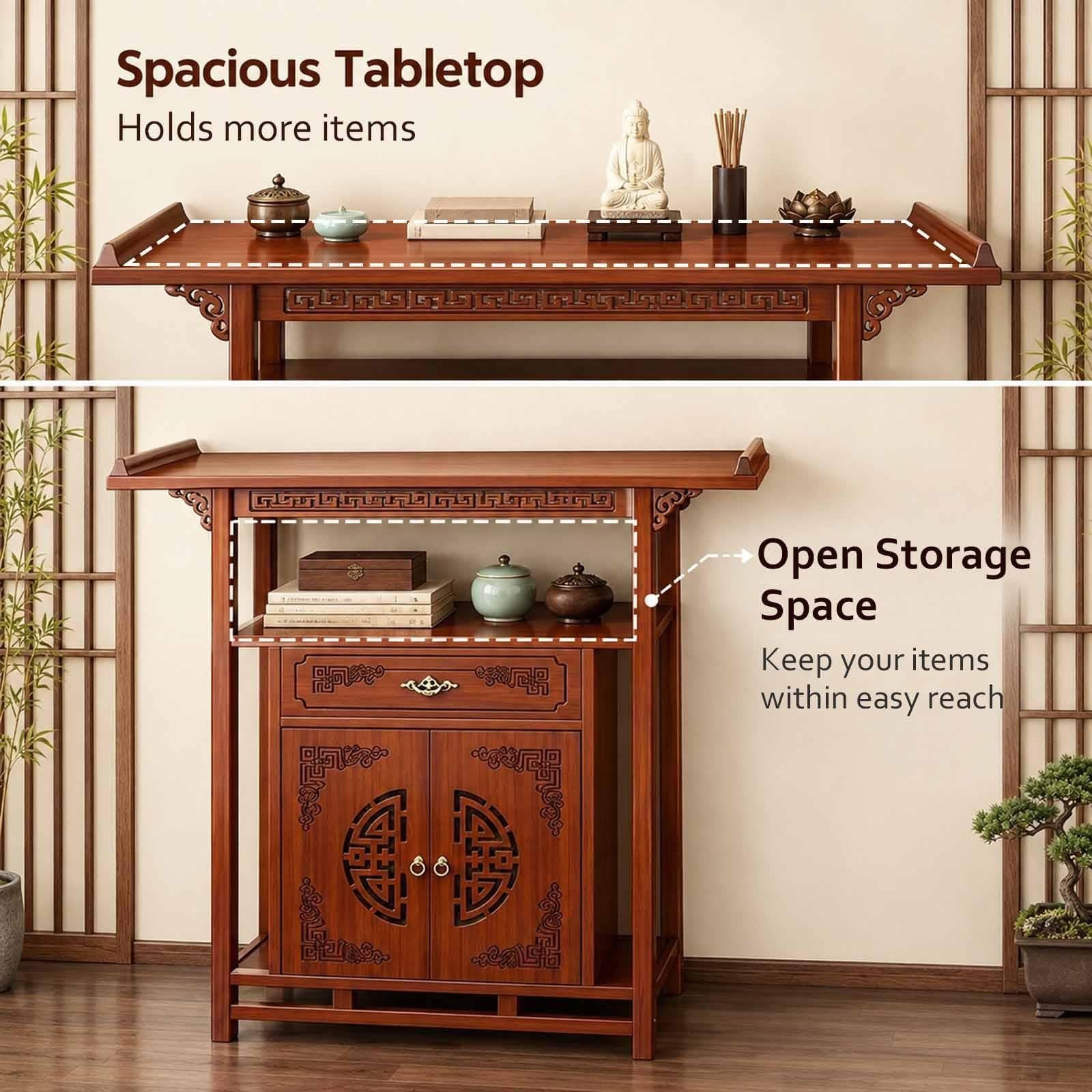 Mesa De Altar De Bambú, Santuario Para El Hogar, Mesa De Meditación,