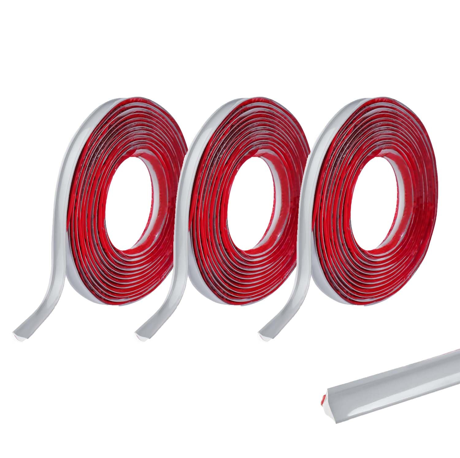 15 m (5 m x 3 rolki), szare wykończenie z PCW, elastyczne laminowane koraliki, samoprzylepne plastikowe narożniki ścienne do blatu roboczego, sufitu, podłogi, listwy uszczelniającej, listwa
