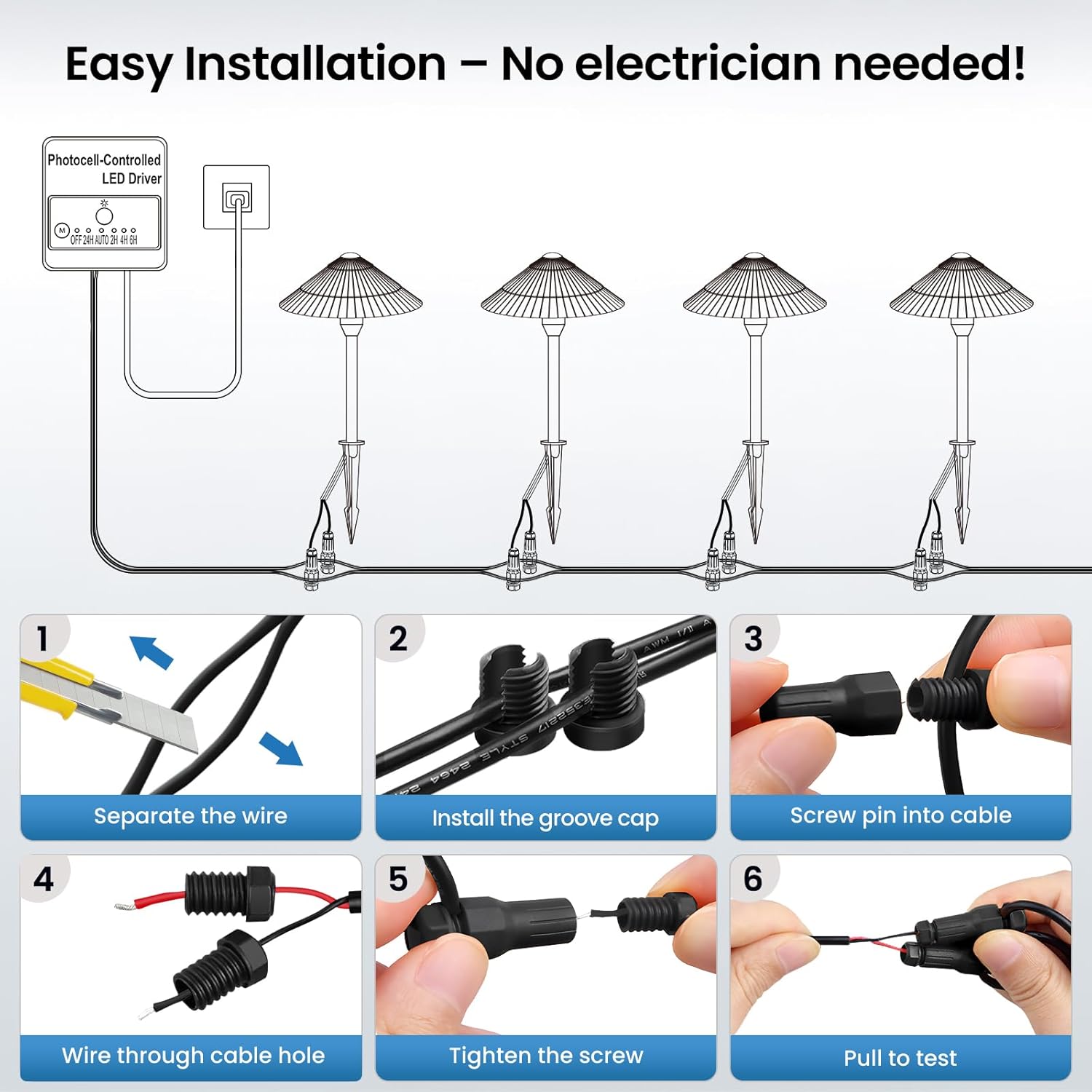 ZZXX All-in-One Low Voltage Landscape Lighting Kit 12-Pathway Lights with 96W Transformer, 5W LED Landscape Lighting Low Voltage 12-24V,IP66 Waterproof Outdoor Lights 2700K for Yard Patio Walkway
