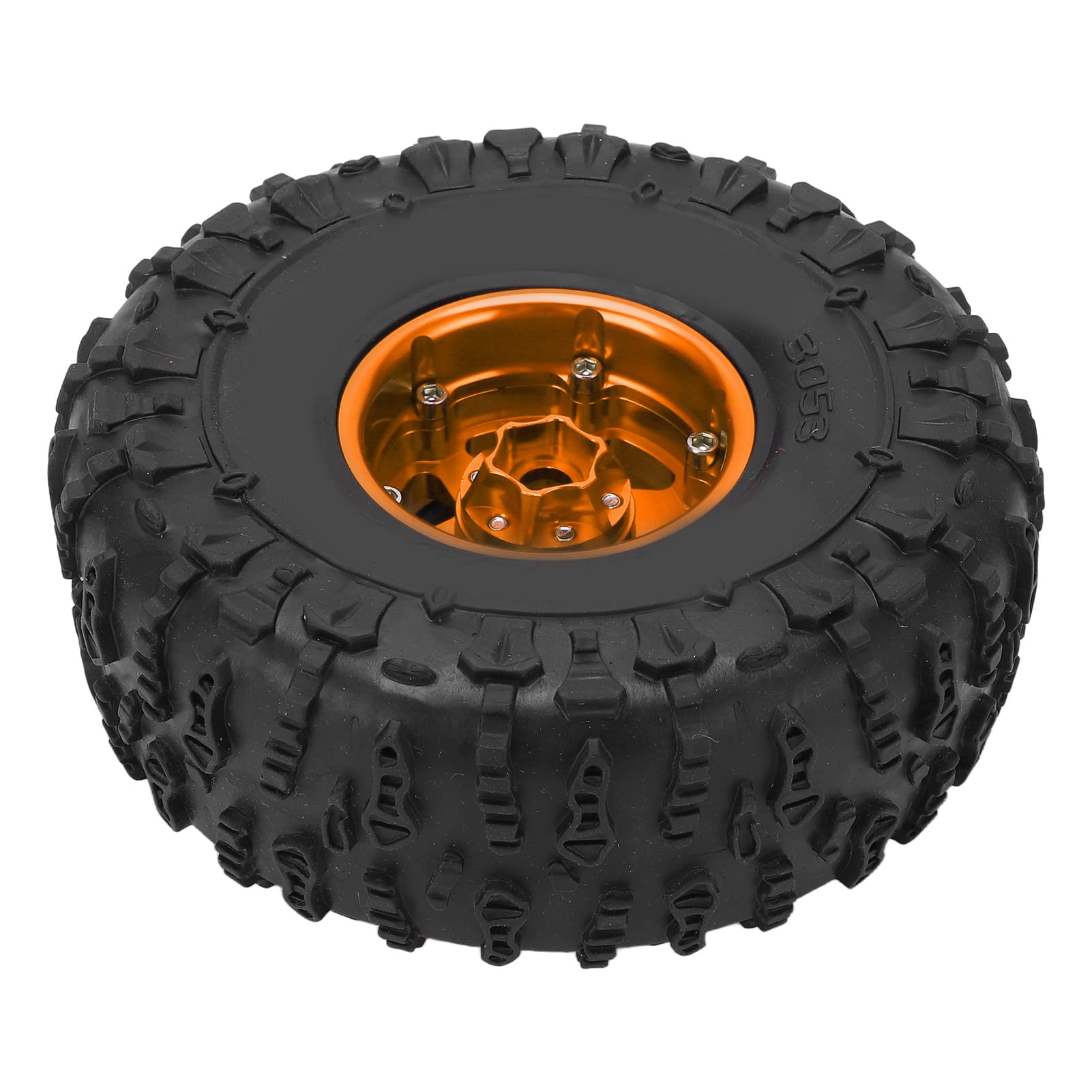 Set di 2 cerchi da 1,9 pollici e pneumatici, ruote per crawler RC con pneumatici in gomma e cerchi in lega di alluminio, pneumatici antiscivolo per fuoristrada per Axial SCX10, (Oro Nero)