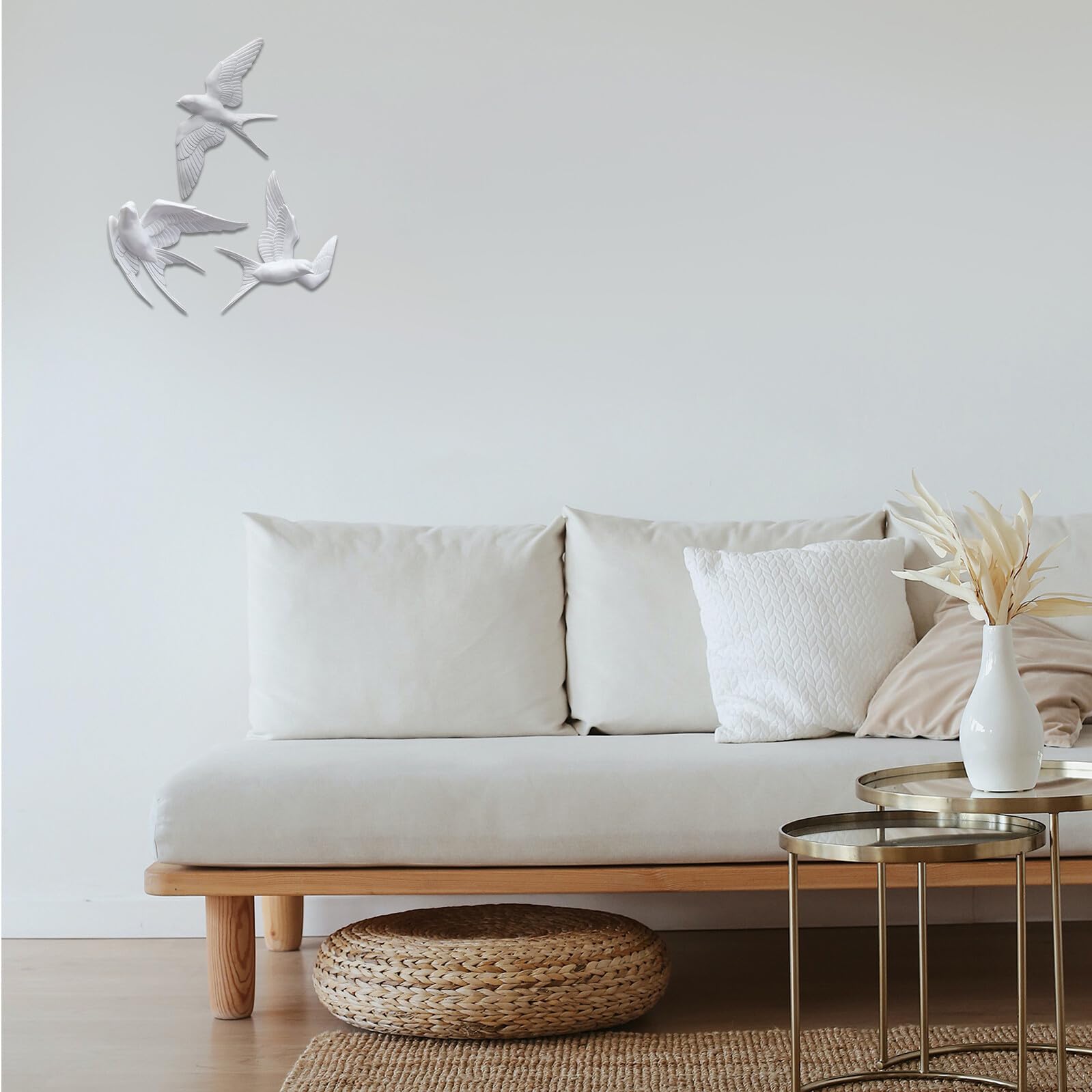 Yardwe 3 Stück 3D Schwalben Wanddekoration Aus Kunstharz - Realistische Vogel Wanddeko Für Wohnzimmer Esszimmer Flur Nordischer Stil Wandkunst