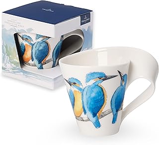 Villeroy & Boch NewWave Caffè Taza de café Colibrí, 300 ml, Altura: 11 cm, Porcelana Premium, Azul/Colorido