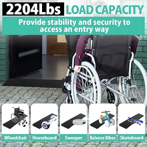 Miniatura 5 de Rampa de umbral de goma de 1.5 pulgadas, umbral de potencia de goma reciclada de 2204 libras, 35.4 pulgadas de largo x 7.87 pulgadas de ancho,