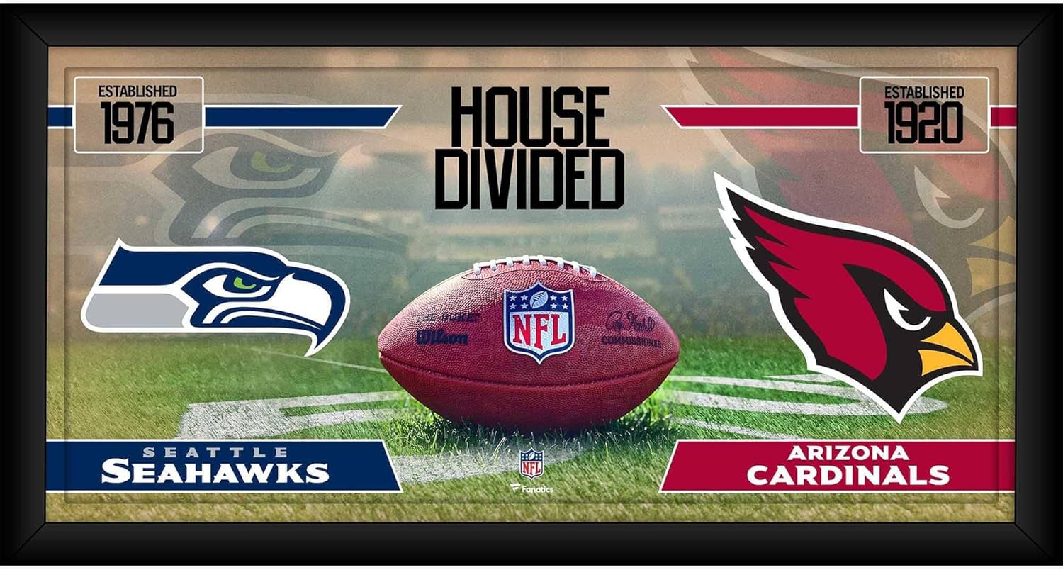 Seattle Seahawks vs. Arizona Cardinals Framed 10" x 20" House Divided Football Collage - NFL Team Plaques and Collages