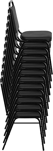 Miniatura 8 de BizChair Silla apilable trapezoidal, marco de la vena del vinilo de Borgoñade plata