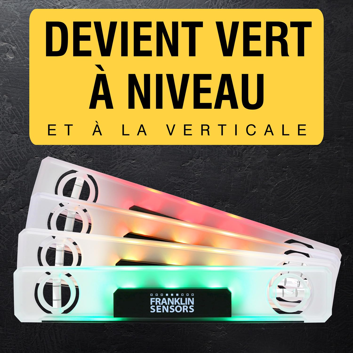 Franklin Sensors Niveau lumineux, devient vert quand de niveau, numérique/électronique, niveau torpille magnétique de 30,5 cm, outil de nivellement vertical et horizontal avec 2 fioles à bulles